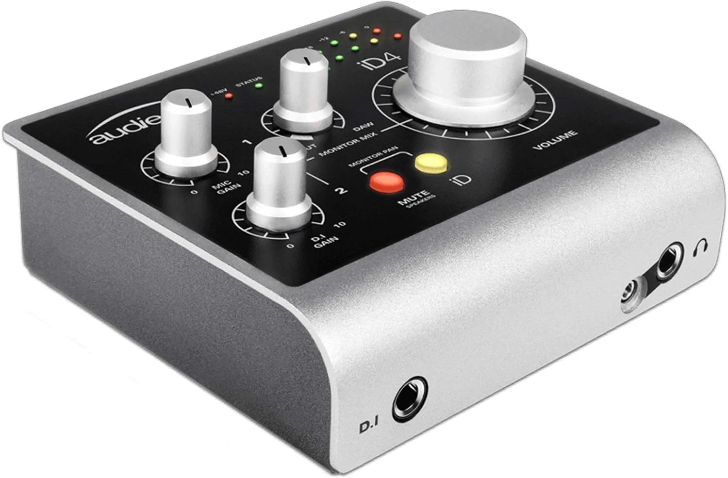 Audient iD4 USB audio interface with microphone preamplifier (2 in/ 2 out, 48 volt phantom power, monitor mix & panning, 6.3 mm jack output, AD/DA converter) Audient iD4 USB audio interface with microphone preamplifier (2 in/ 2 out, 48 volt phantom power, monitor mix & panning, 6.3 mm jack output, AD/DA converter)