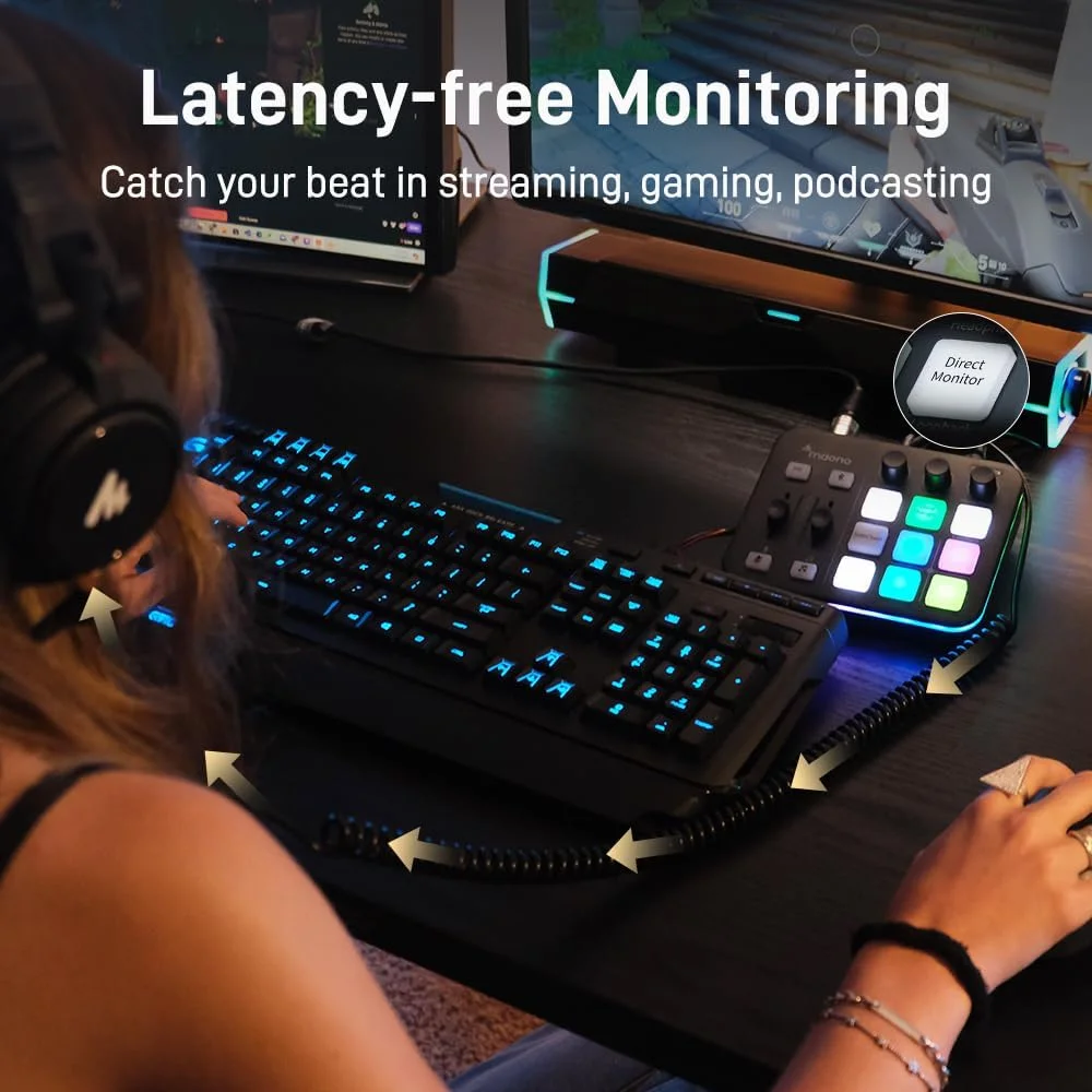 میکسر صوتی گیمینگ پادکست MAONO، میکسر RGB استریمینگ PC با رابط میکروفون XLR، بلوتوث، فیدر صدا، دکمه قطع صدا، فانتوم پاور 48 ولت، برای پادکست/ضبط/وکال/صدای بازی-G1 NEO، مشکی میکسر صوتی گیمینگ پادکست MAONO، میکسر RGB استریمینگ PC با رابط میکروفون XLR، بلوتوث، فیدر صدا، دکمه قطع صدا، فانتوم پاور 48 ولت، برای پادکست/ضبط/وکال/صدای بازی-G1 NEO، مشکی