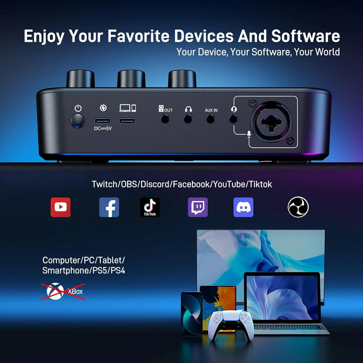 میکسر صوتی گیمینگ پادکست MAONO، میکسر RGB استریمینگ PC با رابط میکروفون XLR، بلوتوث، فیدر صدا، دکمه قطع صدا، فانتوم پاور 48 ولت، برای پادکست/ضبط/وکال/صدای بازی-G1 NEO، مشکی میکسر صوتی گیمینگ پادکست MAONO، میکسر RGB استریمینگ PC با رابط میکروفون XLR، بلوتوث، فیدر صدا، دکمه قطع صدا، فانتوم پاور 48 ولت، برای پادکست/ضبط/وکال/صدای بازی-G1 NEO، مشکی