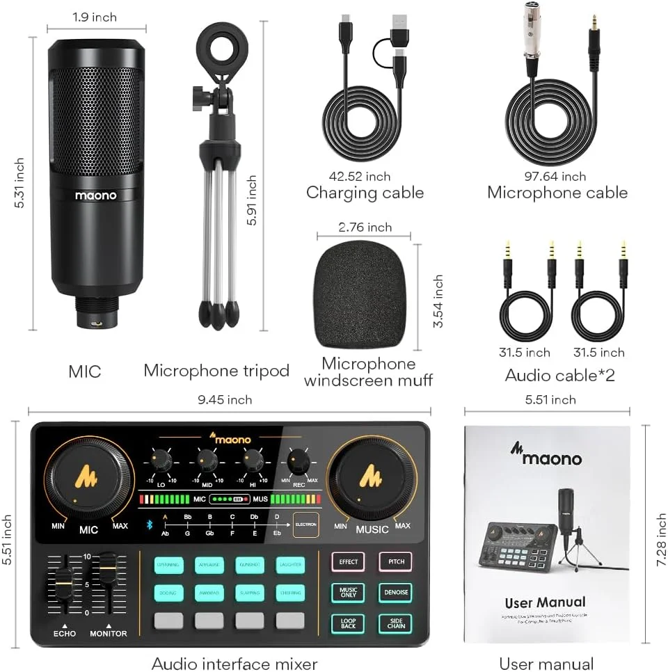 ست تجهیزات پادکست همه کاره MAONO MaonoCaster Lite AU-AM200-S1 با میکروفون 3.5 میلی متری برای پخش زنده، ضبط پادکست، کامپیوتر، تلفن هوشمند ست تجهیزات پادکست همه کاره MAONO MaonoCaster Lite AU-AM200-S1 با میکروفون 3.5 میلی متری برای پخش زنده، ضبط پادکست، کامپیوتر، تلفن هوشمند