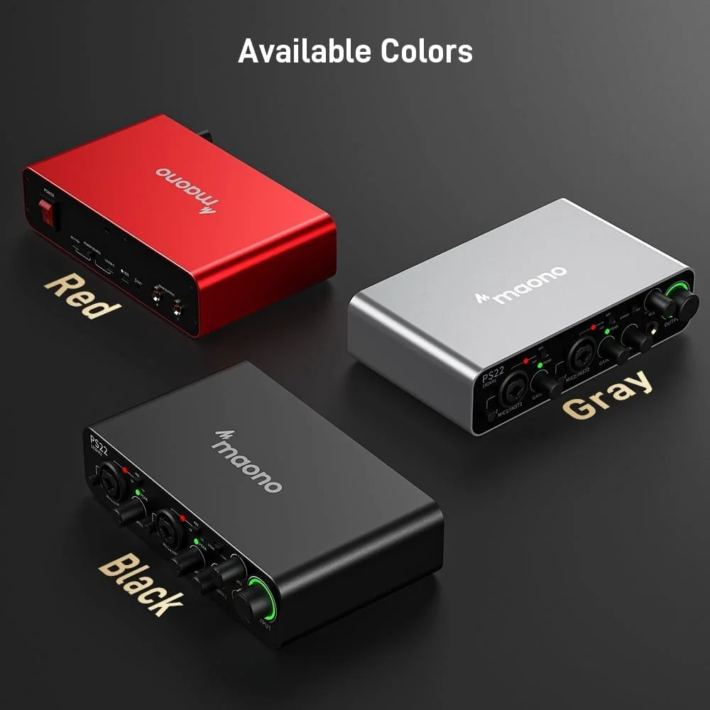 کارت صدای Maono، میکسر صوتی USB با پری امپ 60 دسی بل، 24 بیت/192 کیلوهرتز با صدای با کیفیت استودیویی برای ضبط، تولید موسیقی، گیتار، مک، کامپیوتر، تلفن هوشمند (PS22) مشکی کارت صدای Maono، میکسر صوتی USB با پری امپ 60 دسی بل، 24 بیت/192 کیلوهرتز با صدای با کیفیت استودیویی برای ضبط، تولید موسیقی، گیتار، مک، کامپیوتر، تلفن هوشمند (PS22) مشکی
