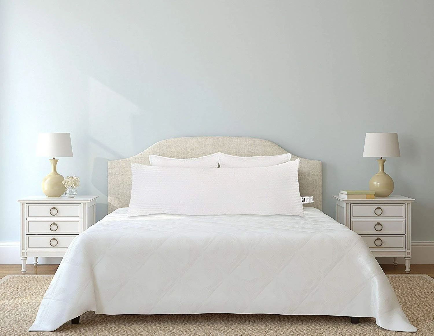 بالش بدنی میکروفایبر TCC شرکت کوسن، مناسب برای خواب پهلو، سایز 50x137 سانتی متر، سفید، پلی کتان و میکروفایبر، بسته 1 عددی