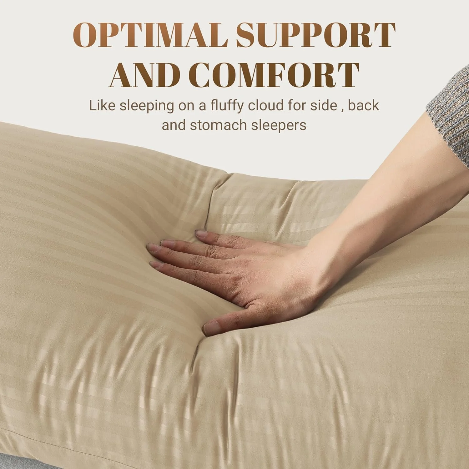 بالش بدنی بلند هتل لاینن دیپ اسلیپ، 1 عدد، جنس: 100% پلی استر میکروفایبر 85 GSM راه راه 1 سانتی متری فوق العاده نرم، اندازه 45 × 120 سانتی متر (سفید، 45 × 120 سانتی متر)