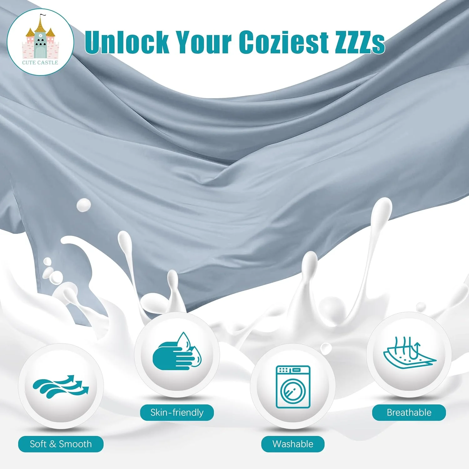 بالشت بارداری طرح قلعه زیبا، بالشت نرم U شکل بارداری با روکش قابل جابجایی - بالشت های تمام بدن برای خواب بزرگسالان - ملزومات بارداری - جامبو 57 اینچ - خاکستری