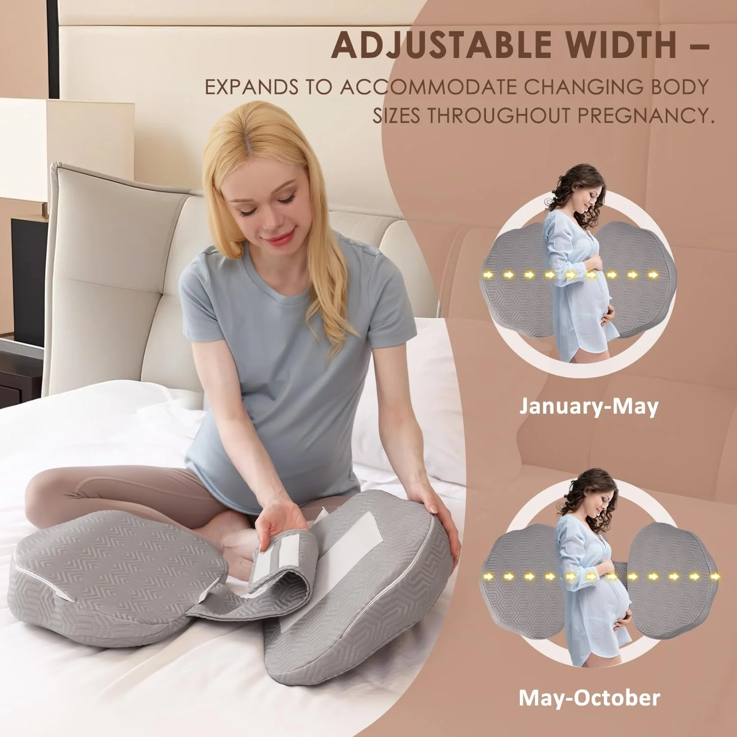 بالش بارداری خانگی Chilling، بالش مموری فوم برای خواب پهلو، بالش بارداری برای زنان باردار، بالش های مسافرتی برای خواب، پشتیبانی از کمر، شکم، باسن، طراحی جداشدنی، خاکستری