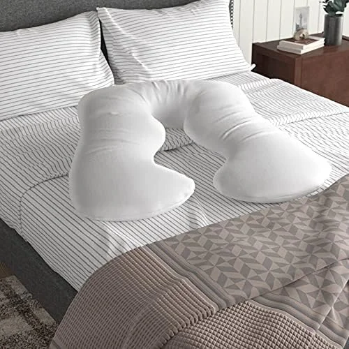 Blueberry COMFORT PILLOW-PREGNANCY MATERNITY BODY SUPPORT-NURSING U SHAPE PILLOW-100% COTTON WHITE