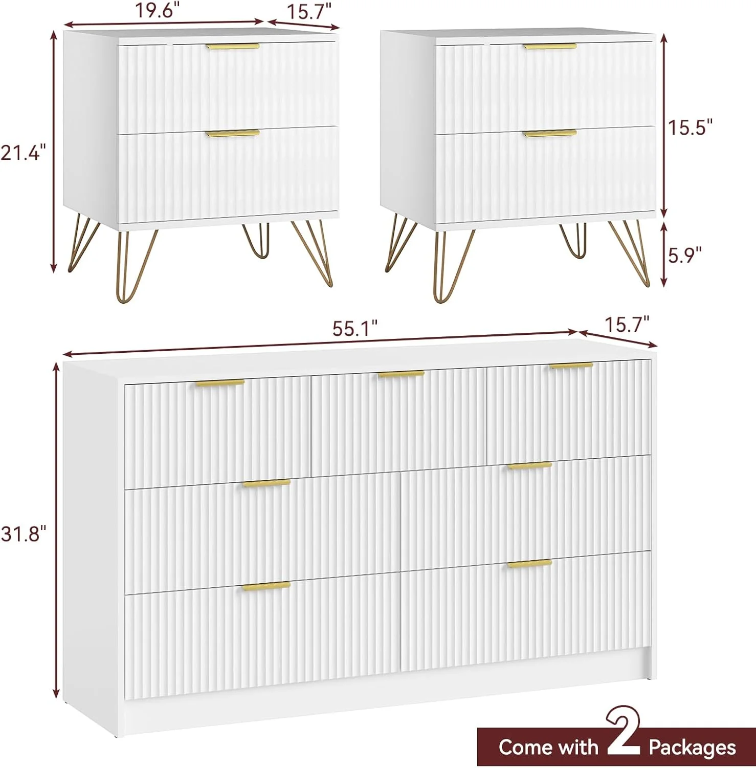 ست میز آرایش 7 کشویی Sscaktu و میز پاتختی برای اتاق خواب، ست 3 تکه اتاق خواب، ست 2 عددی میز پاتختی و میز آرایش 7 کشویی با دستگیره های طلایی، ست کابینت کشو دار چوبی مدرن، سفید ست میز آرایش 7 کشویی Sscaktu و میز پاتختی برای اتاق خواب، ست 3 تکه اتاق خواب، ست 2 عددی میز پاتختی و میز آرایش 7 کشویی با دستگیره های طلایی، ست کابینت کشو دار چوبی مدرن، سفید