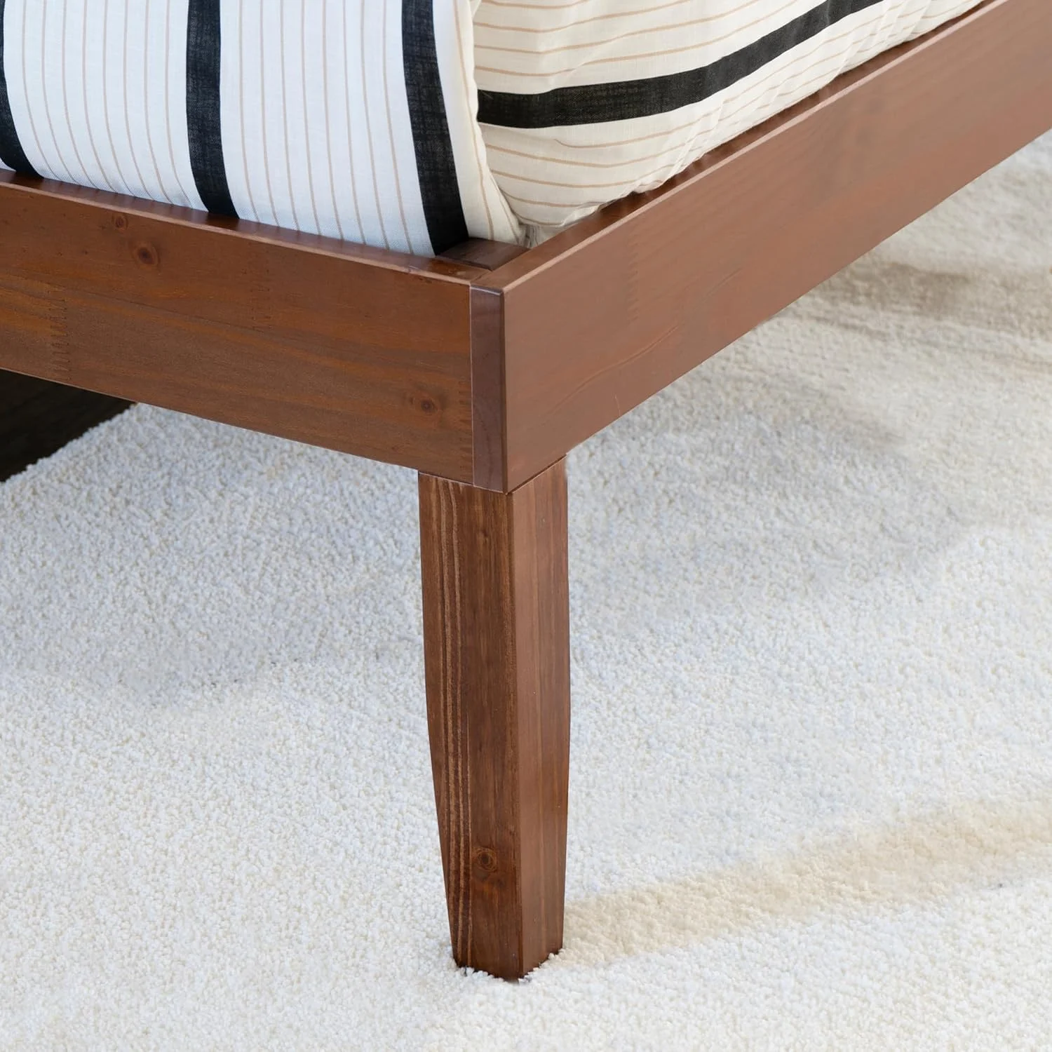 Powell Walnut Linon Fordham Solid Pine Wood King Sized Platform Bed with Set of 2 Two Drawer Nightstands Powell Walnut Linon Fordham Solid Pine Wood King Sized Platform Bed with Set of 2 Two Drawer Nightstands