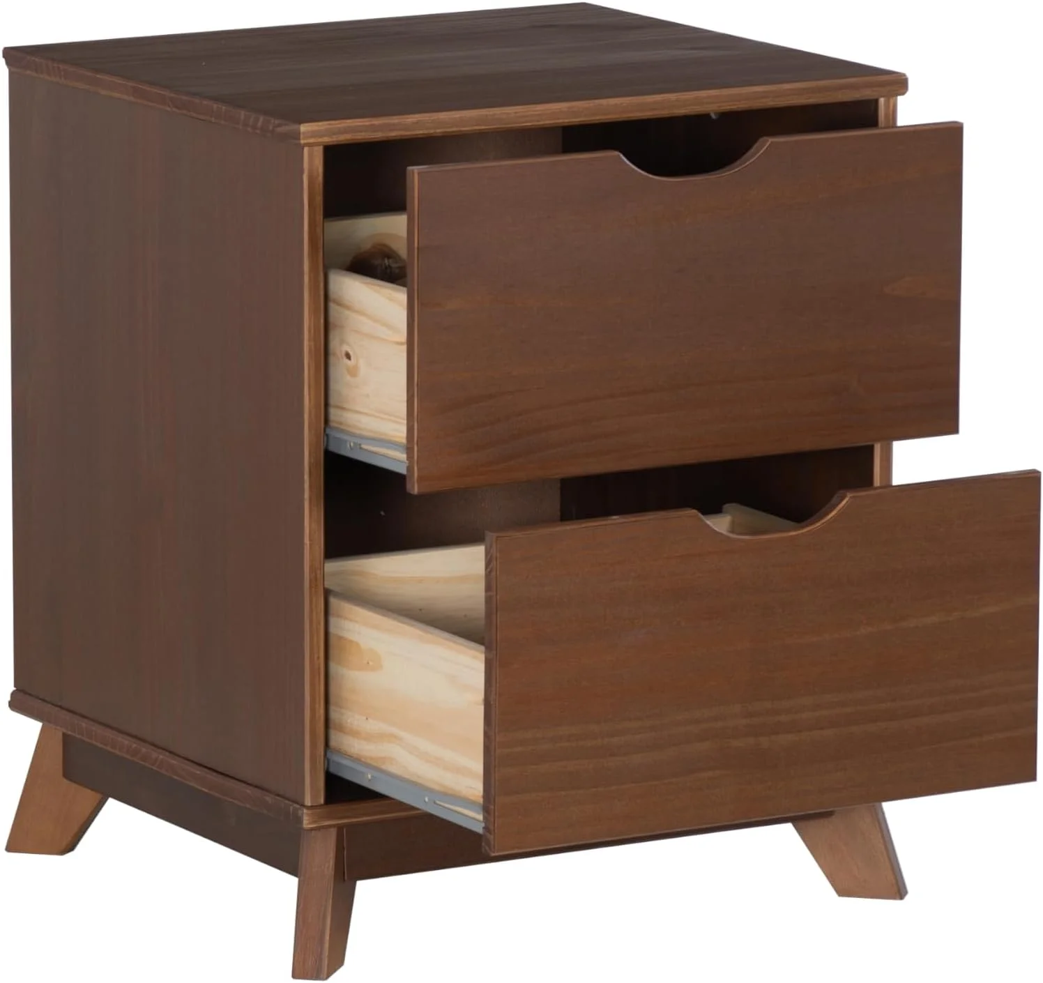 Powell Walnut Linon Fordham Solid Pine Wood King Sized Platform Bed with Set of 2 Two Drawer Nightstands Powell Walnut Linon Fordham Solid Pine Wood King Sized Platform Bed with Set of 2 Two Drawer Nightstands