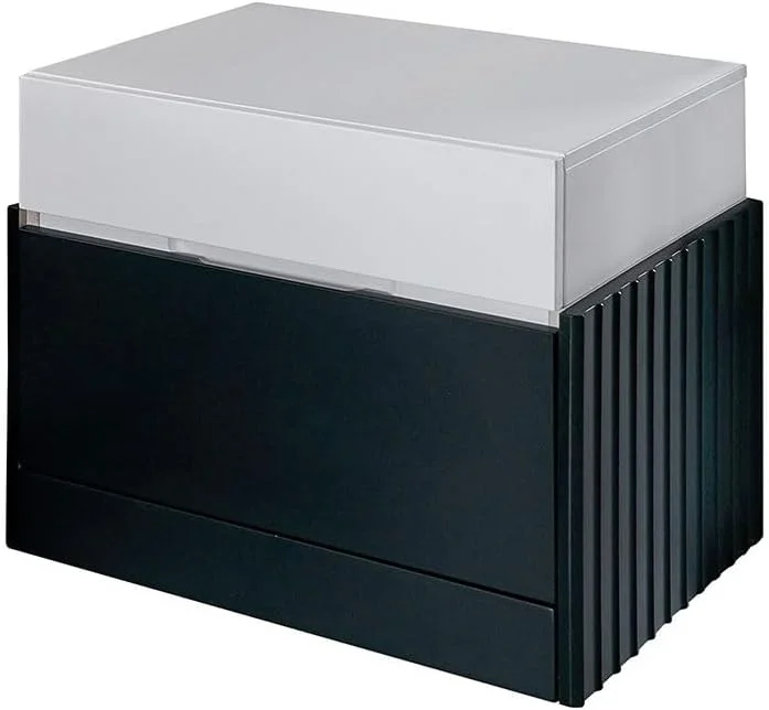 تخت خواب کینگ 180x200 دانوب هوم مدل اوندا به همراه 2 پاتختی و میز آرایش + آینه با LED | ست تخت خواب با طراحی مدرن، قوی و مستحکم | تخت خواب آرام و راحت | ساخت مالزی - مشکی/سفید