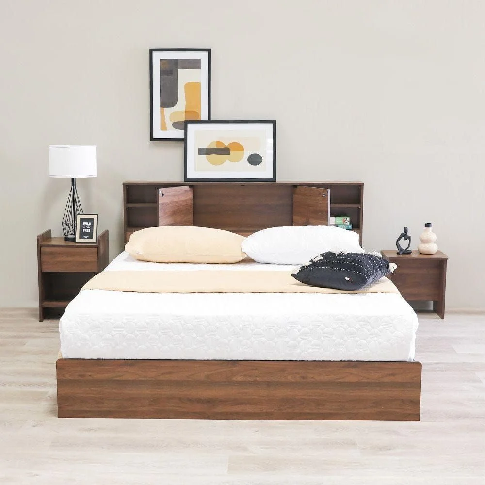 تخت خواب آدریانا دانوب هوم + ست میز آرایش و صندلی | سایز کوئین (150x200cm) | ست قاب تخت و میز آرایش | ست مبلمان اتاق خواب دو نفره چوبی با طراحی مدرن و مستحکم | ست تخت خواب راحت (کلمبیا)