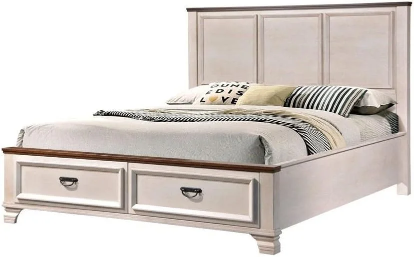 تخت خواب دو نفره جنیفر دانوب هوم سایز 180X200 - رنگ گردویی آمیکا/سفید فراست