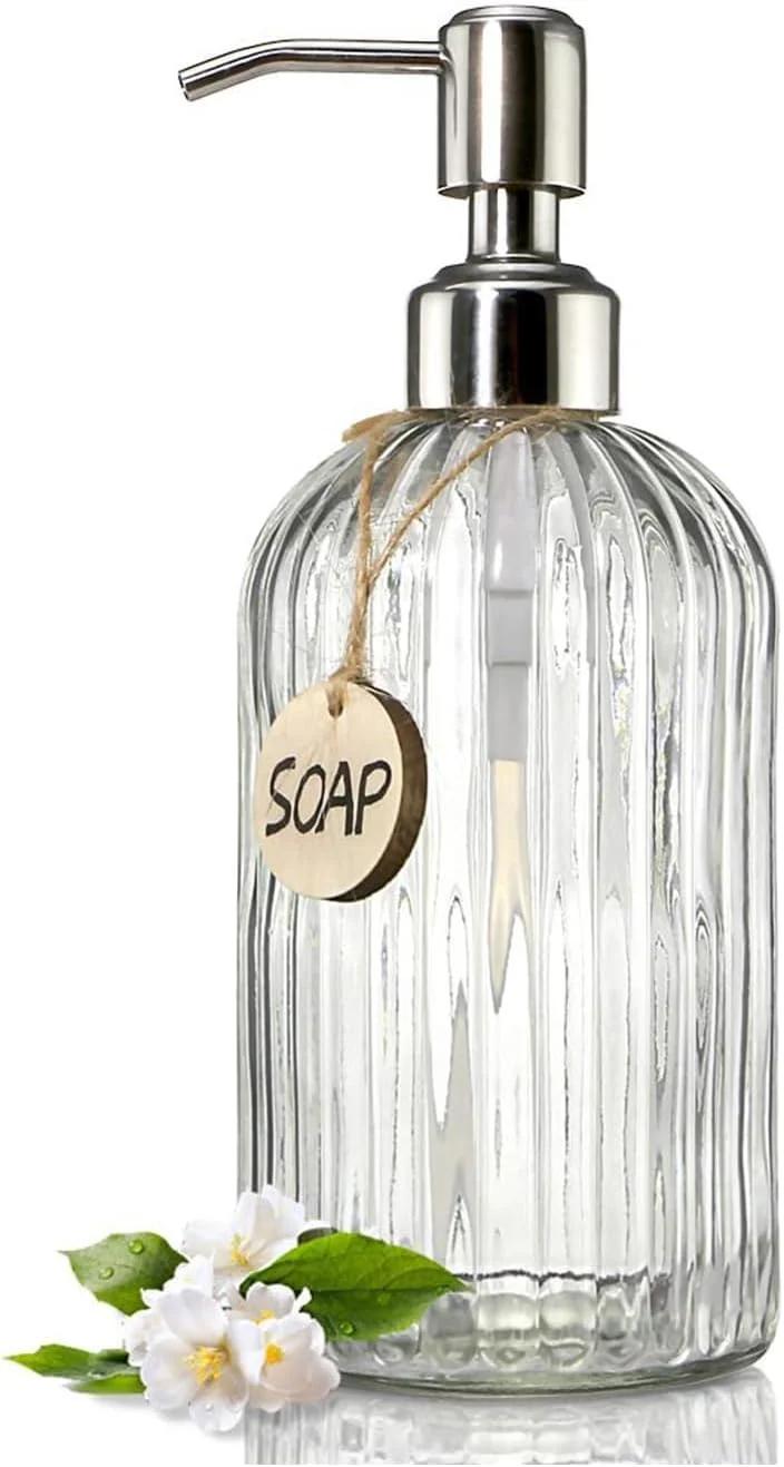 جا مایع ظرفشویی THE WHITE SHOP، 500 میلی لیتر، بدون نشتی، قابل نصب روی دیوار حمام و جا نرم کننده، بدون نیاز به سوراخ کاری، ایده آل برای حمام، آشپزخانه، هتل