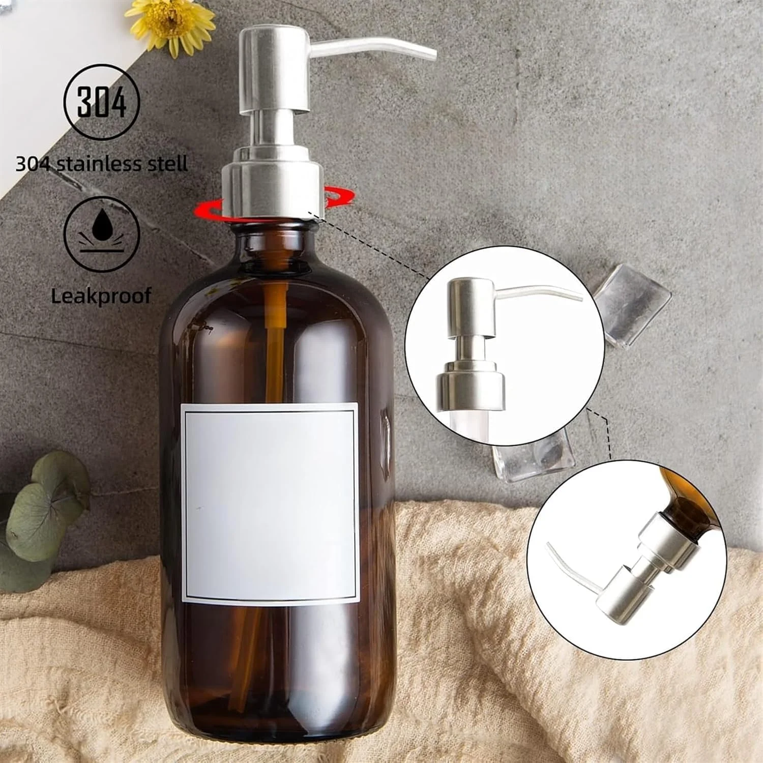 دیسپنسر صابون THE WHITE SHOP، 2 عددی، دیسپنسر صابون شیشه ای کهربایی، پمپ استیل ضد زنگ، لوازم جانبی آشپزخانه حمام، بطری شیشه ای پمپ دیسپنسر لوسیون (نقره ای) دیسپنسر صابون THE WHITE SHOP، 2 عددی، دیسپنسر صابون شیشه ای کهربایی، پمپ استیل ضد زنگ، لوازم جانبی آشپزخانه حمام، بطری شیشه ای پمپ دیسپنسر لوسیون (نقره ای)