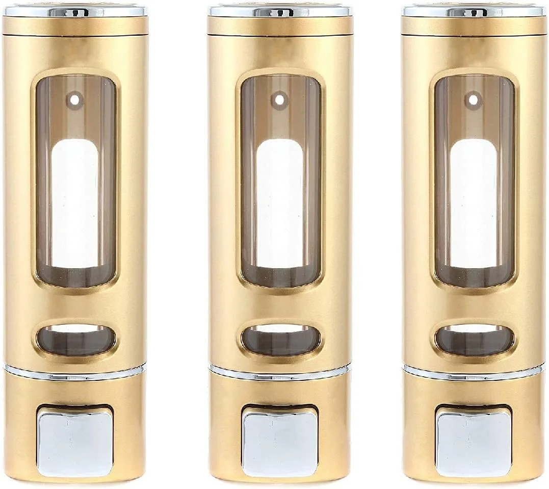Bath Guru Multi Purpose ABS Plastic Soap/Shampoo/Sanitizer/Conditioner/Lotion Gel Dispenser for Bathroom Kitchen 400Ml (3, Capsule Gold)