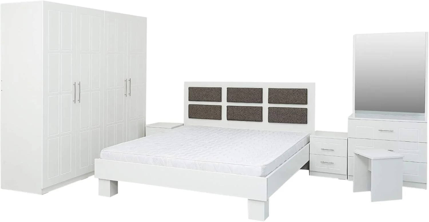 سرویس خواب پنتایر سری AFT به همراه تشک - سایز کینگ، سفید