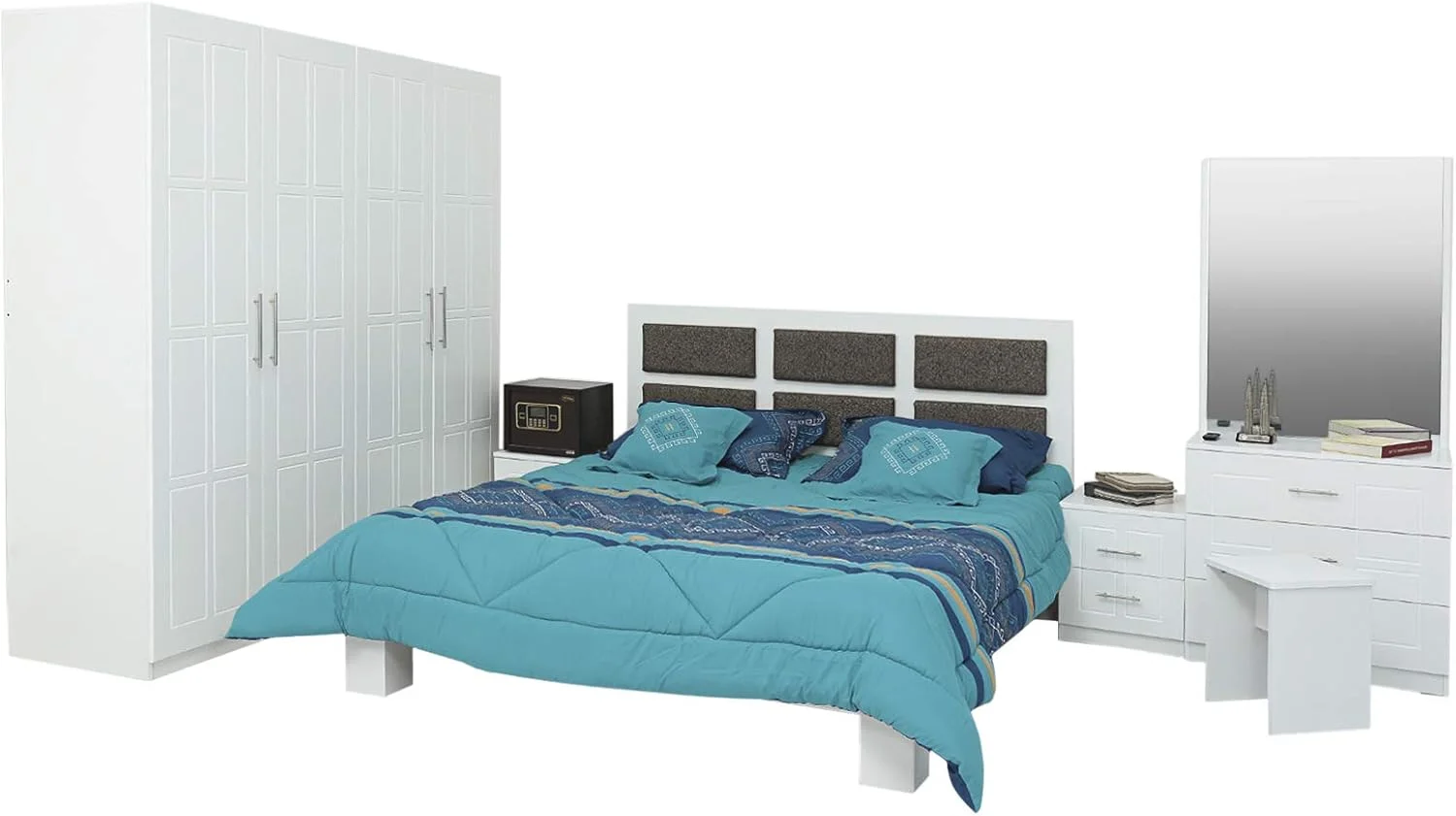 سرویس خواب پنتایر سری AFT به همراه تشک - سایز کینگ، سفید