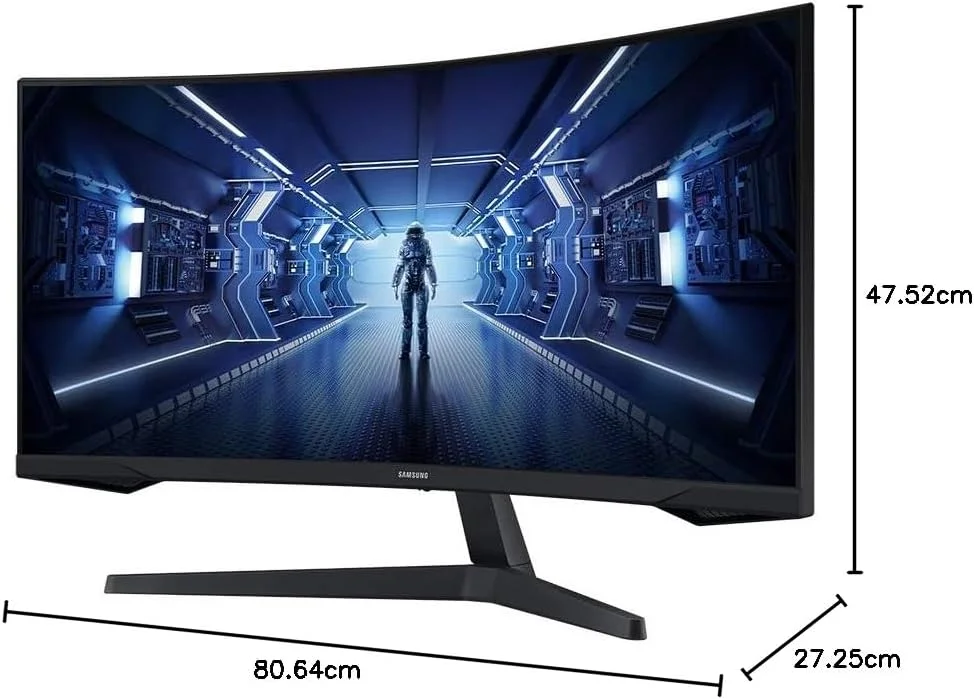 مانیتور گیمینگ فوق عریض 34 اینچی سامسونگ Odyssey G5 با صفحه نمایش خمیده 1000R، نرخ تازه سازی 165 هرتز، زمان پاسخگویی 1 میلی ثانیه، نمایشگر بزرگ، آسایش چشم، درگاه های متعدد، WQHD، مدل LC34G55TWWNXZA، 2020، مشکی