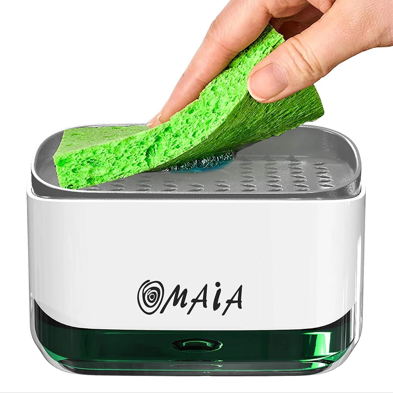 جا مایع ظرفشویی و نگهدارنده اسکاچ 2 در 1 OMAIA - جا مایع ظرفشویی برای آشپزخانه - ابزار هوشمند آشپزخانه 2023 - سازمان دهنده سینک - جا مایع ظرفشویی برای سینک آشپزخانه…