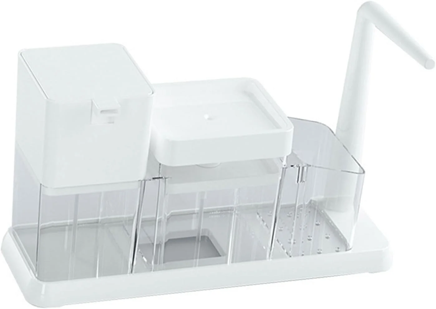 قفسه چند منظوره پخش کننده فوم صابون با محفظه ذخیره سازی داخلی برای پیشخوان حمام، تمیز کردن آسان، قفسه پخش کننده صابون PP