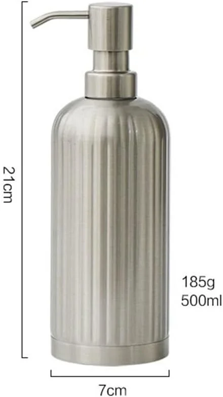 500ml Luxury 304 Stainless Steel Soap Dispenser with Pump Lightweight Lotion Bottle for Home, Shower Gel Dispenser Bottle for Bathroom