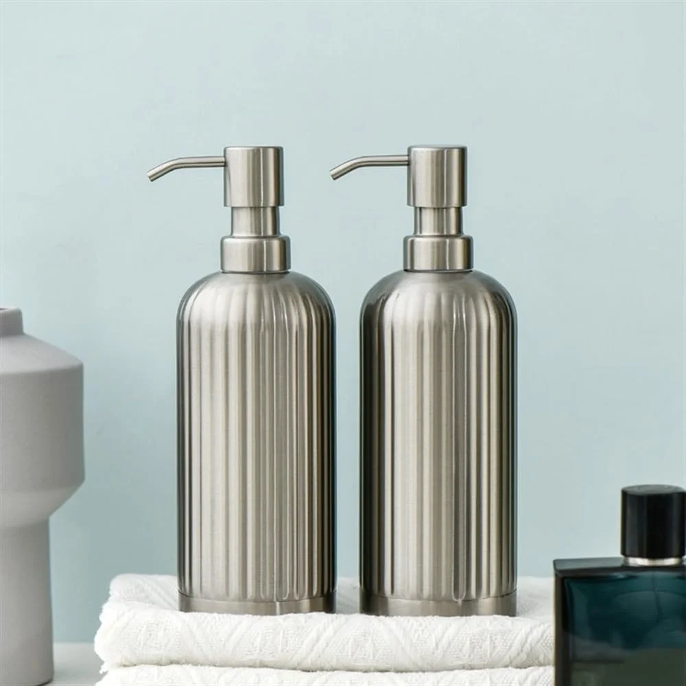 500ml Luxury 304 Stainless Steel Soap Dispenser with Pump Lightweight Lotion Bottle for Home, Shower Gel Dispenser Bottle for Bathroom