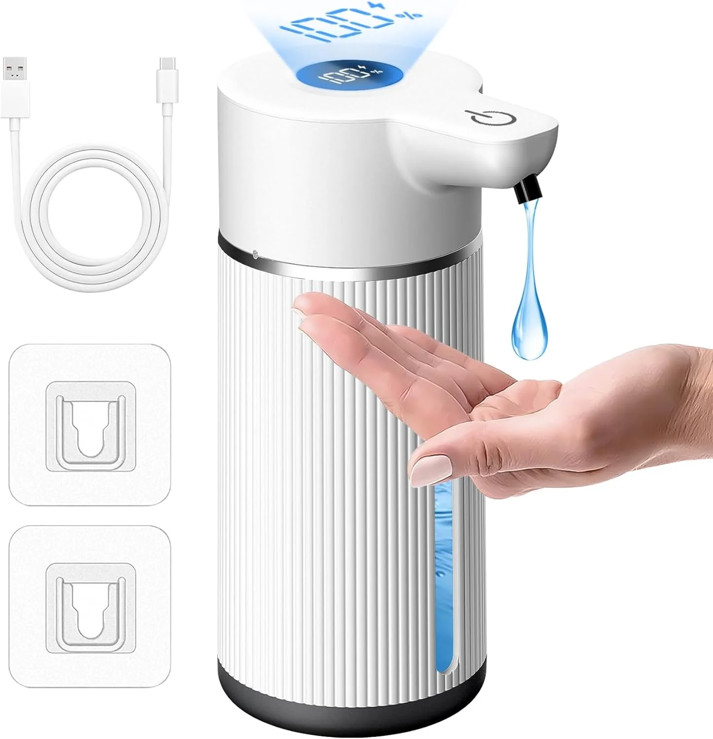 مایع ریز صابون اتوماتیک LCLALAY با حسگر، مایع ریز صابون بدون لمس، صفحه نمایش LCD با 4 حالت قابل تنظیم و قابل شارژ، ظرفیت 420 میلی لیتر، قابل نصب روی دیوار برای حمام، آشپزخانه، هتل، رستوران