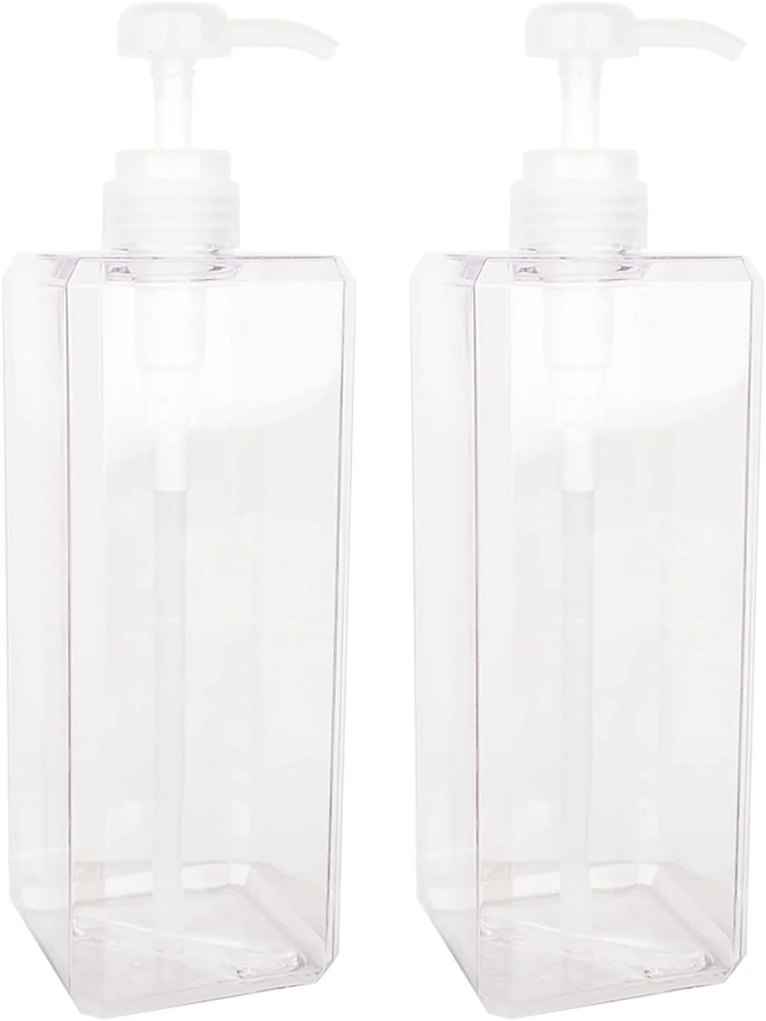 بطری پمپ پلاستیکی خالی JiatuA، ظرف مایع پخش کننده صابون لوسیون قابل شارژ مجدد برای صابون های آشپزخانه یا حمام، شامپو و شستشوی بدن، 2 عدد (32oz/1L، شفاف)