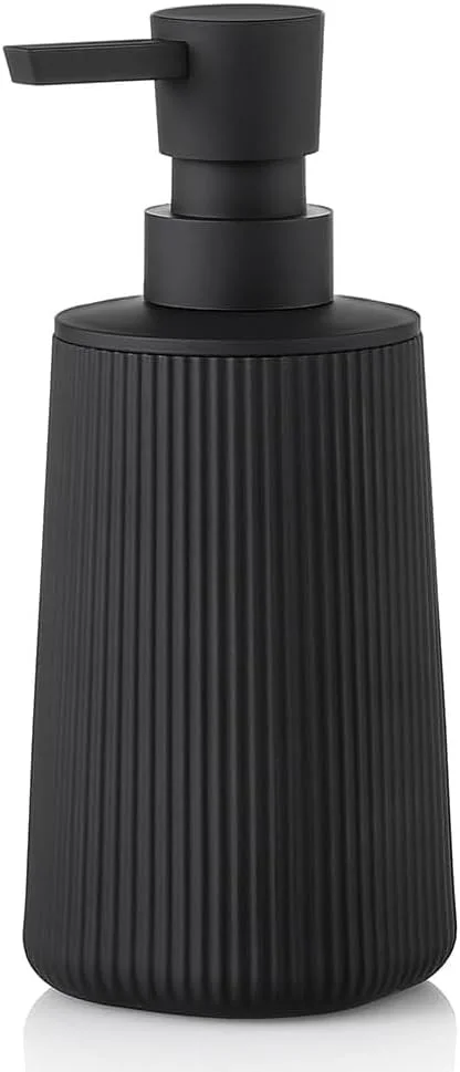 جامایع دستشویی کوچک Joyzzz برای حمام، دکور حمام با طراحی مشکی، جامایع پلاستیکی طرح راه راه مدرن به سبک روستایی با پمپ مشکی مات، جامایع برای آشپزخانه