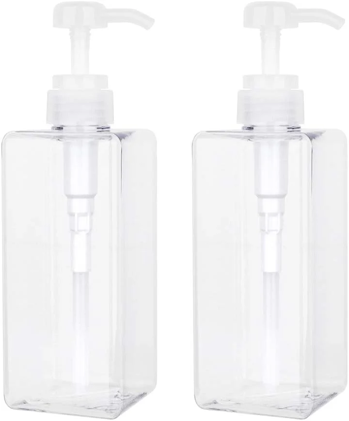 بطری پمپ دار پلاستیکی خالی JiatuA، 650 میلی لیتر، ظرف مایع قابل شارژ مجدد برای صابون، شامپو و مایع شستشوی بدن آشپزخانه یا حمام، بسته 2 عددی شفاف