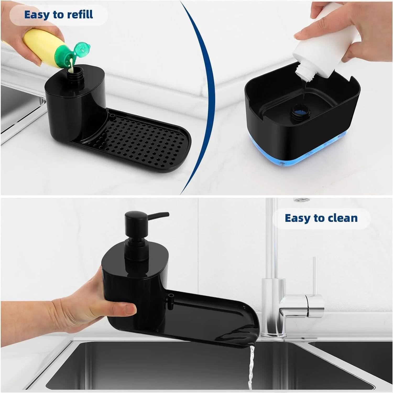ست جا مایع ظرفشویی و دستشویی Joyzzz، ست جا مایع ظرفشویی آشپزخانه با سینی، سازمان دهنده 5 در 1 برای روی سینک ظرفشویی، جا اسکاچ و جا دستمال، ابزارهای مفید برای آشپزخانه ست جا مایع ظرفشویی و دستشویی Joyzzz، ست جا مایع ظرفشویی آشپزخانه با سینی، سازمان دهنده 5 در 1 برای روی سینک ظرفشویی، جا اسکاچ و جا دستمال، ابزارهای مفید برای آشپزخانه