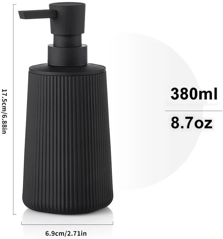 جامایع دستشویی کوچک Joyzzz برای حمام، دکور حمام با طراحی مشکی، جامایع پلاستیکی طرح راه راه مدرن به سبک روستایی با پمپ مشکی مات، جامایع برای آشپزخانه