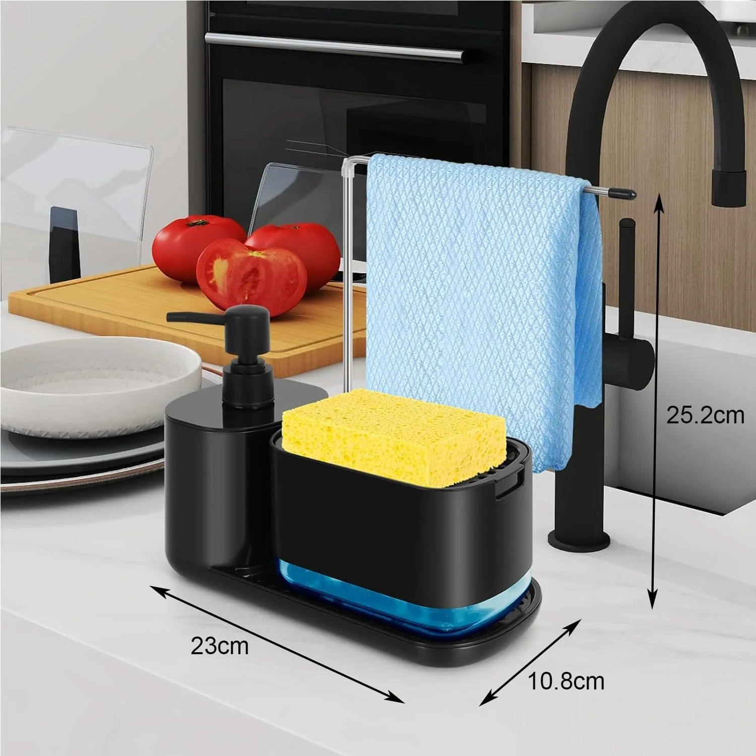 ست جا مایع ظرفشویی و دستشویی Joyzzz، ست جا مایع ظرفشویی آشپزخانه با سینی، سازمان دهنده 5 در 1 برای روی سینک ظرفشویی، جا اسکاچ و جا دستمال، ابزارهای مفید برای آشپزخانه ست جا مایع ظرفشویی و دستشویی Joyzzz، ست جا مایع ظرفشویی آشپزخانه با سینی، سازمان دهنده 5 در 1 برای روی سینک ظرفشویی، جا اسکاچ و جا دستمال، ابزارهای مفید برای آشپزخانه