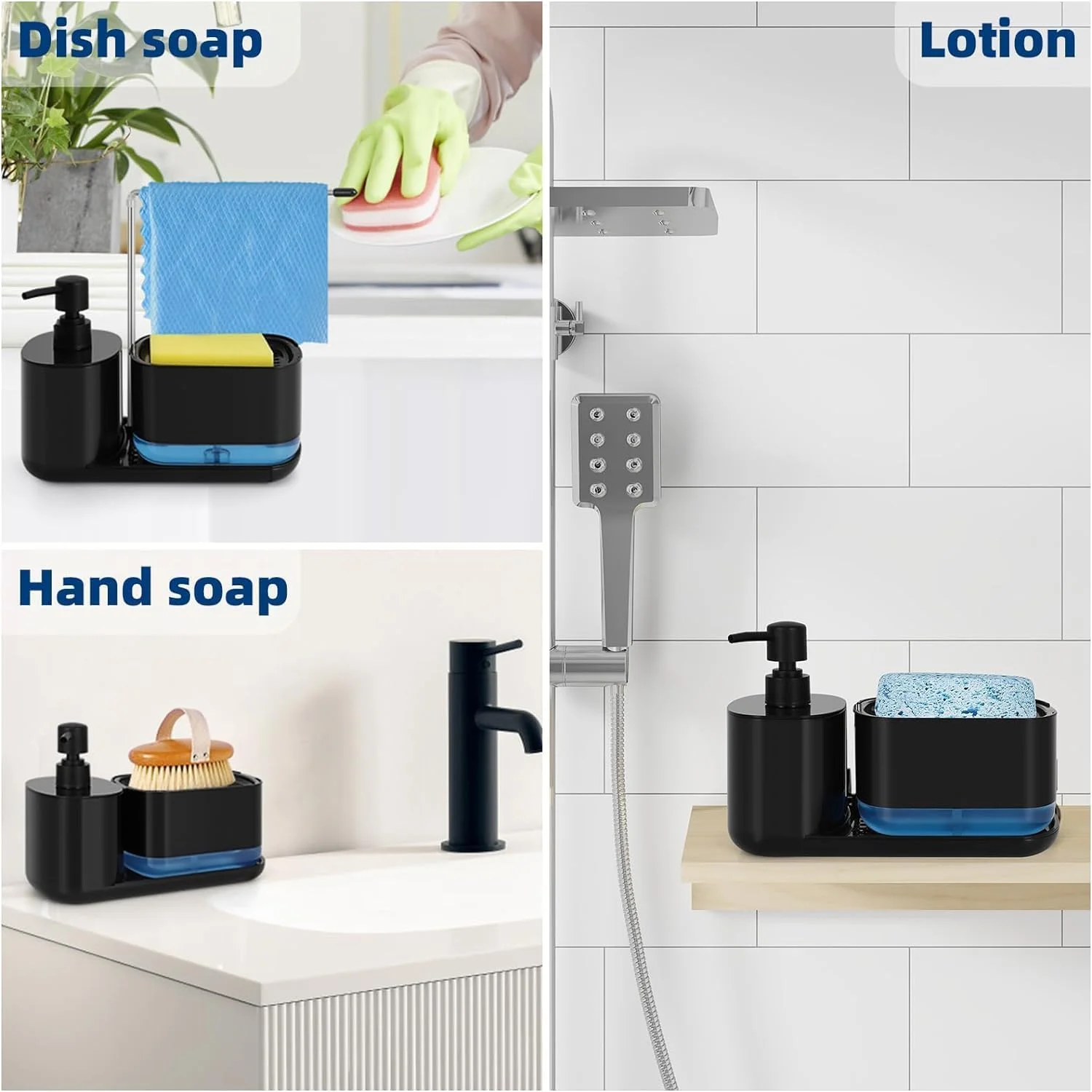 ست جا مایع ظرفشویی و دستشویی Joyzzz، ست جا مایع ظرفشویی آشپزخانه با سینی، سازمان دهنده 5 در 1 برای روی سینک ظرفشویی، جا اسکاچ و جا دستمال، ابزارهای مفید برای آشپزخانه ست جا مایع ظرفشویی و دستشویی Joyzzz، ست جا مایع ظرفشویی آشپزخانه با سینی، سازمان دهنده 5 در 1 برای روی سینک ظرفشویی، جا اسکاچ و جا دستمال، ابزارهای مفید برای آشپزخانه