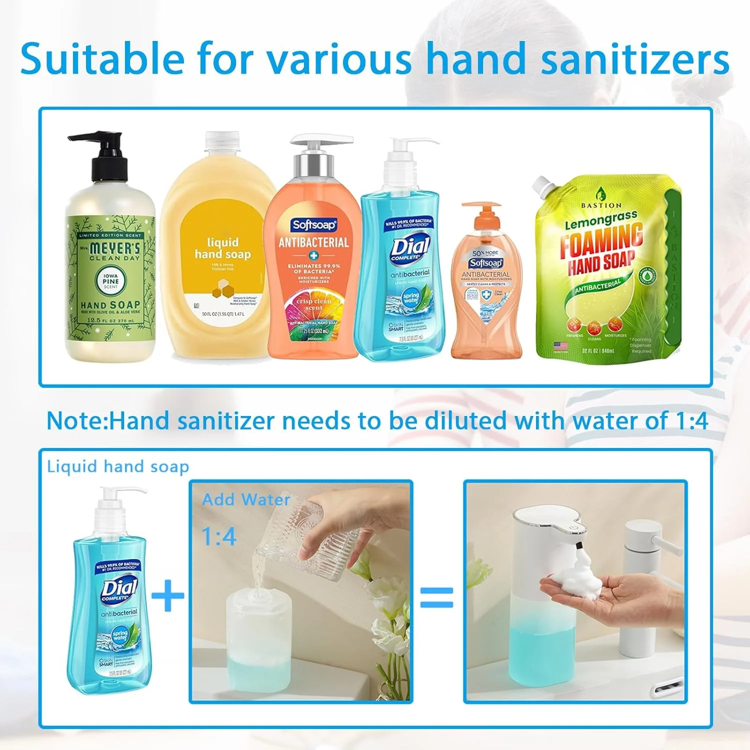 مایع دستشویی اتوماتیک JGAUZNR - بطری فوم ساز بدون لمس برای کودکان - پمپ شارژی بدون دخالت دست برای حمام یا آشپزخانه به همراه قلاب دیواری مایع دستشویی اتوماتیک JGAUZNR - بطری فوم ساز بدون لمس برای کودکان - پمپ شارژی بدون دخالت دست برای حمام یا آشپزخانه به همراه قلاب دیواری