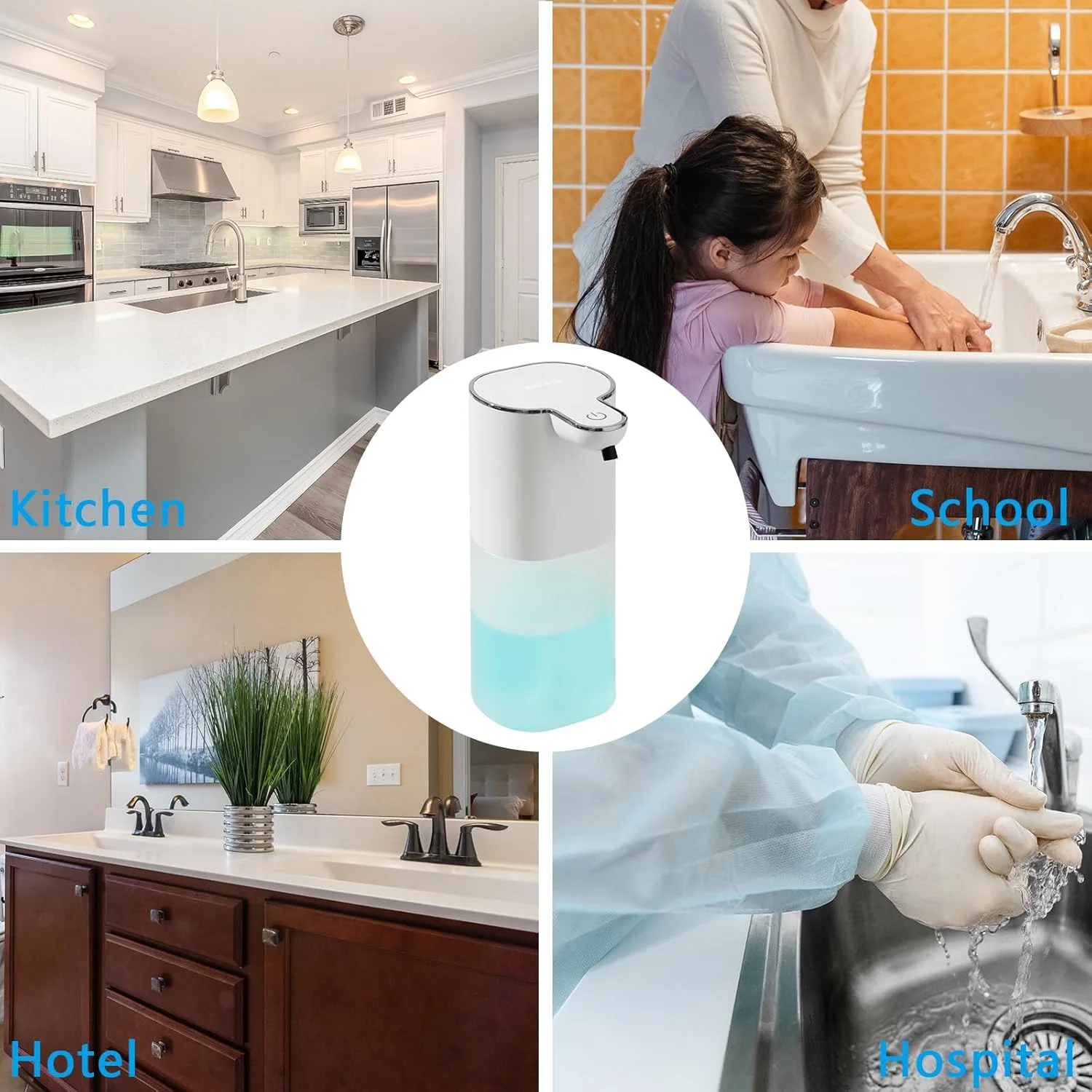 مایع دستشویی اتوماتیک JGAUZNR - بطری فوم ساز بدون لمس برای کودکان - پمپ شارژی بدون دخالت دست برای حمام یا آشپزخانه به همراه قلاب دیواری مایع دستشویی اتوماتیک JGAUZNR - بطری فوم ساز بدون لمس برای کودکان - پمپ شارژی بدون دخالت دست برای حمام یا آشپزخانه به همراه قلاب دیواری