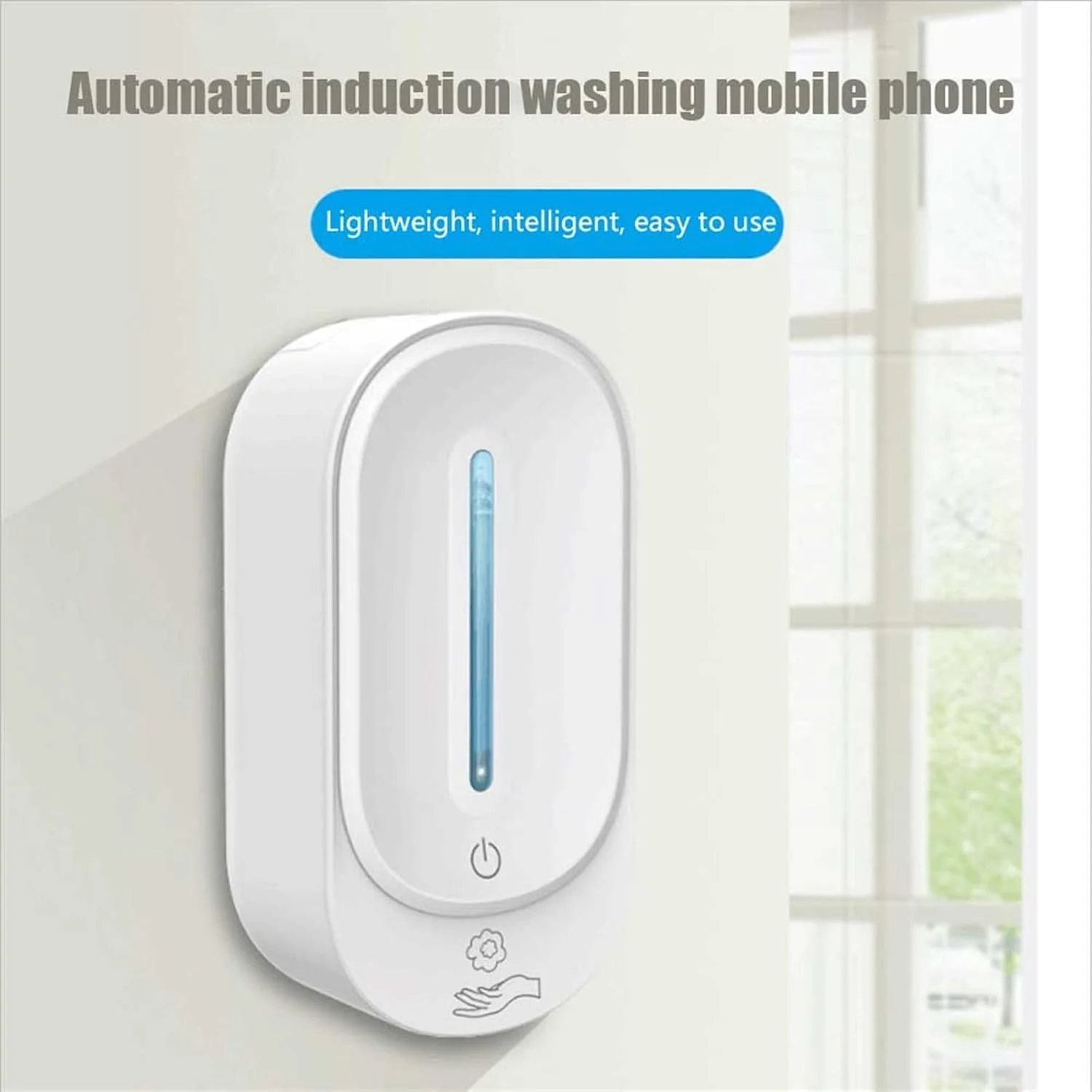 HNGFBFF جا مایع ظرفشویی رومیزی حمام، لوازم حمام، جا مایع ظرفشویی مایع، ظرف سنسور اتوماتیک هوشمند، شستشوی دست، فلزی دیواری (سفید)