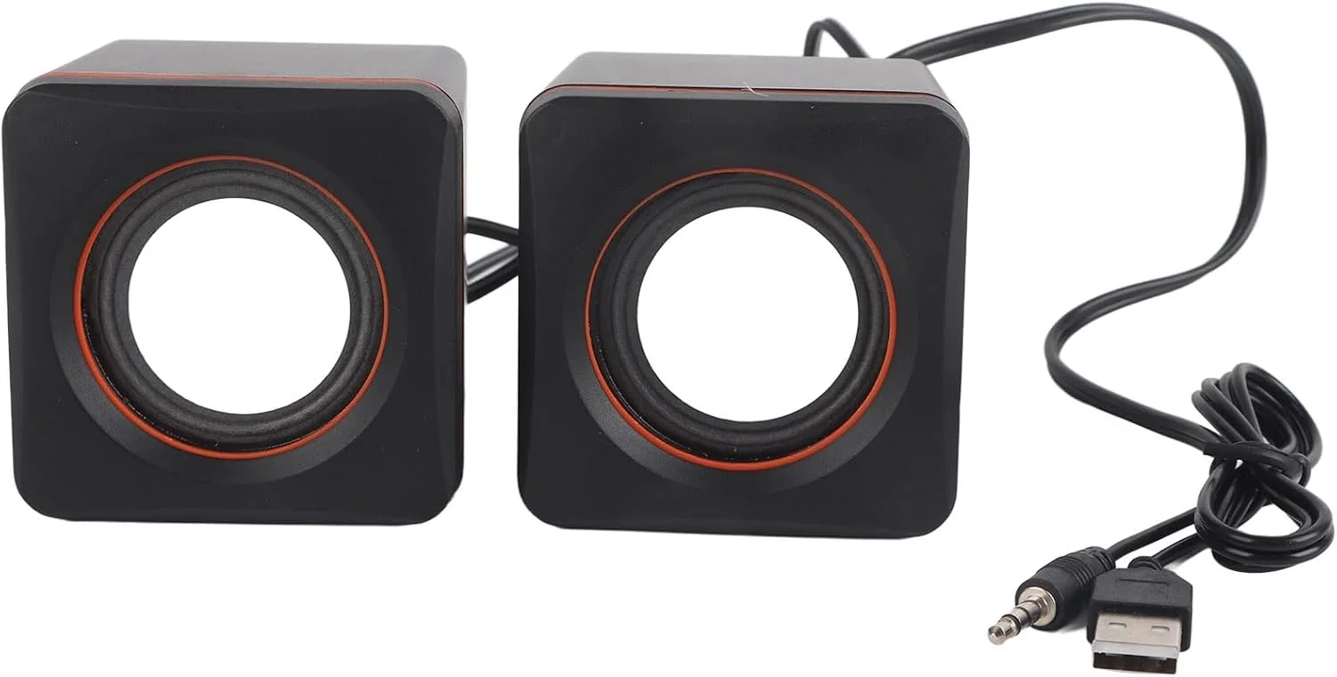 اسپیکر سیمی USB مربعی کوچک fo sa، استریو، جک 3.5 میلی‌متری، سبک وزن، سیستم صوتی کوچک USB برای کامپیوتر، MP3، MP4، لپ‌تاپ (دو مسیره)
