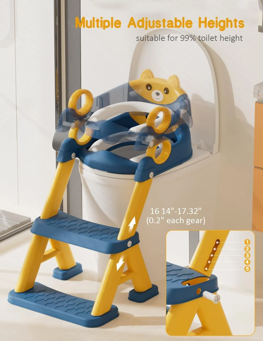 صندلی آموزش توالت، صندلی توالت کودک نوپا با پله، توالت آموزشی 2 در 1 کودک نوپا با محافظ پاشش، زیرپایی ضد لغزش نرم، صندلی های توالت قابل تنظیم برای کودکان نوپا پسران دختران