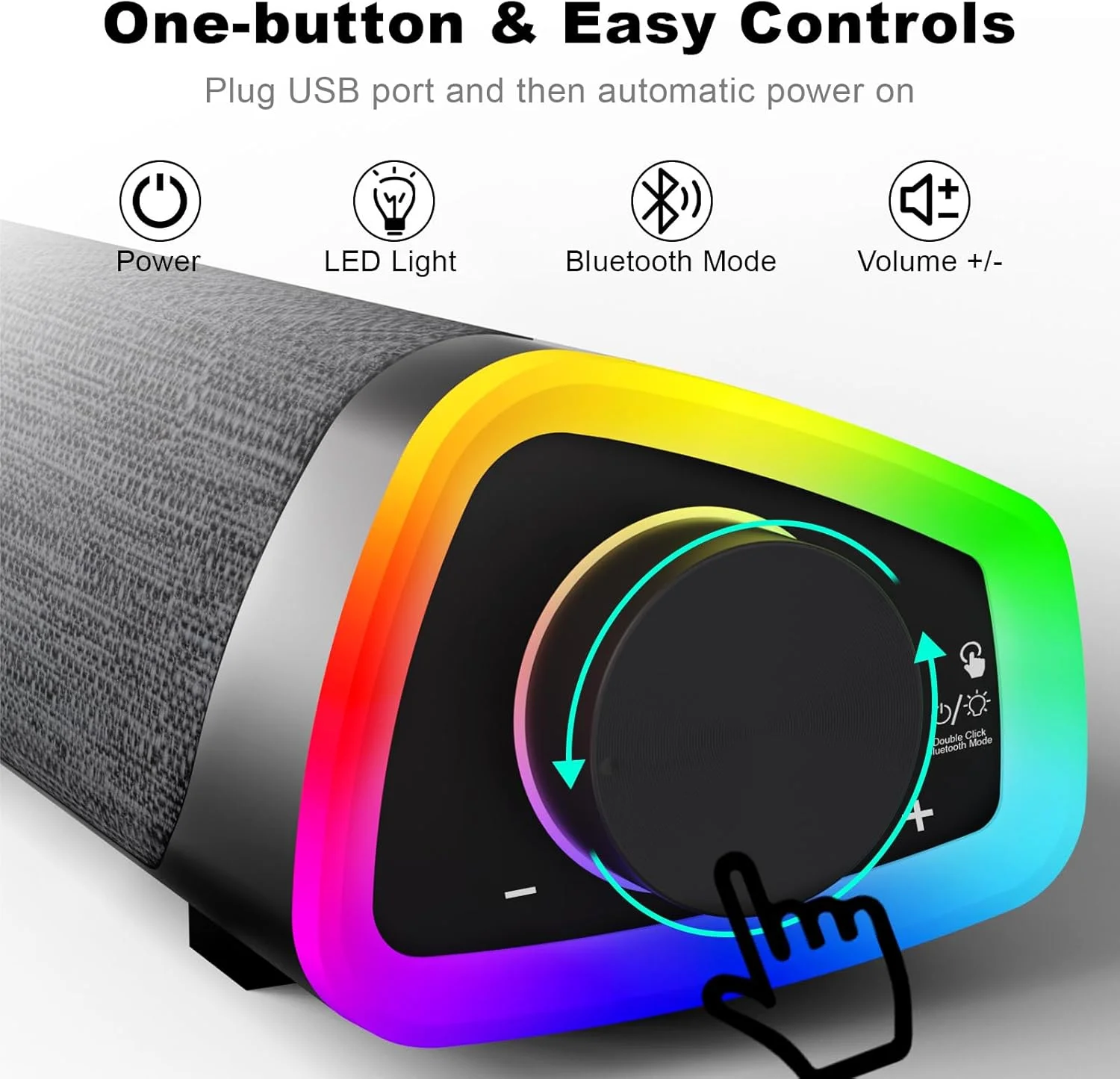 اسپیکر کامپیوتر SOULION R30 Plus، ساندبار سیمی، چراغ های LED رنگارنگ با دکمه سوئیچ، ساندبار کامپیوتر برای دسکتاپ، خاکستری (جک 3.5 میلی متری پشتیبانی نمی شود) اسپیکر کامپیوتر SOULION R30 Plus، ساندبار سیمی، چراغ های LED رنگارنگ با دکمه سوئیچ، ساندبار کامپیوتر برای دسکتاپ، خاکستری (جک 3.5 میلی متری پشتیبانی نمی شود)
