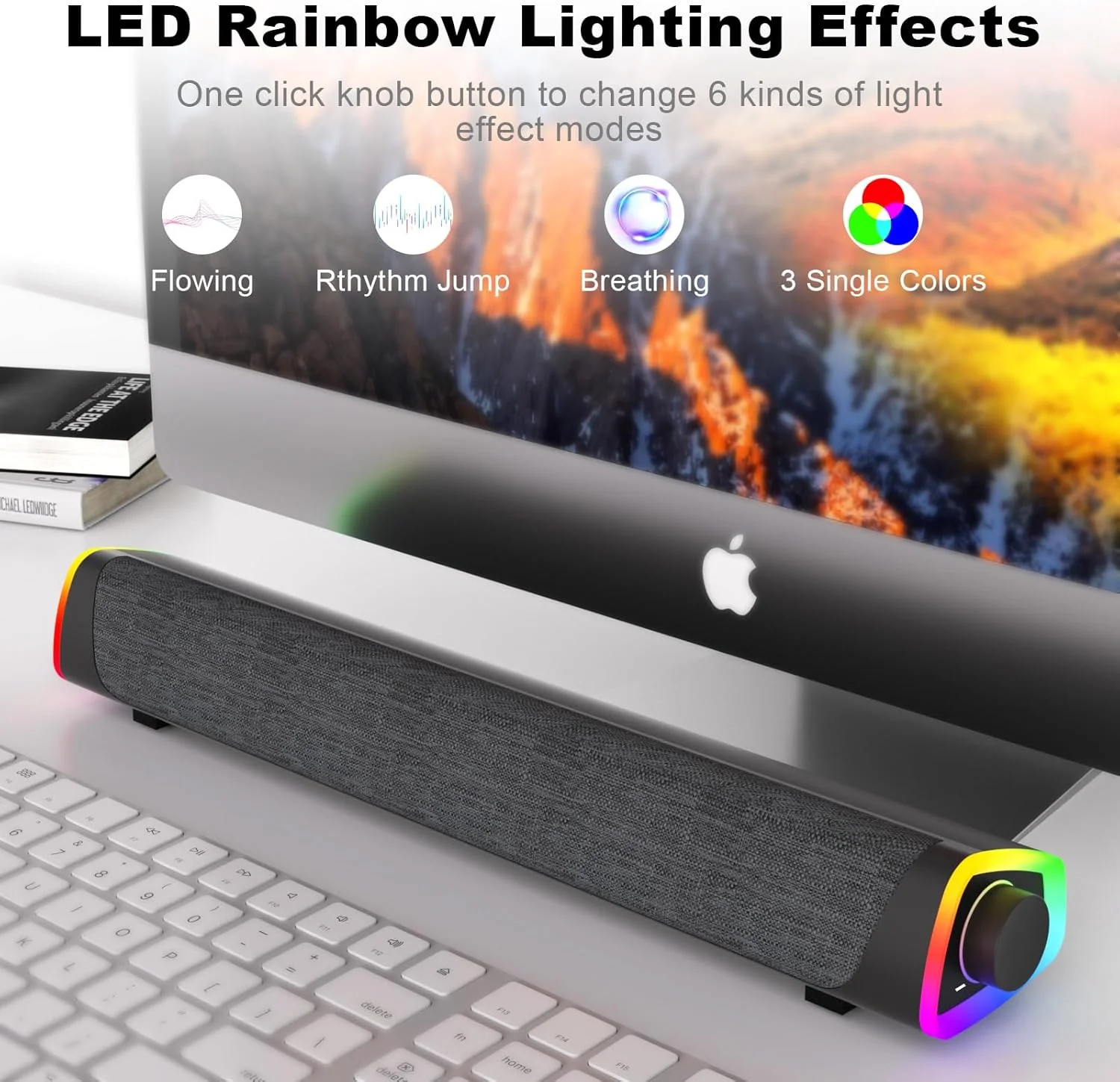 اسپیکر کامپیوتر SOULION R30 Plus، ساندبار سیمی، چراغ های LED رنگارنگ با دکمه سوئیچ، ساندبار کامپیوتر برای دسکتاپ، خاکستری (جک 3.5 میلی متری پشتیبانی نمی شود) اسپیکر کامپیوتر SOULION R30 Plus، ساندبار سیمی، چراغ های LED رنگارنگ با دکمه سوئیچ، ساندبار کامپیوتر برای دسکتاپ، خاکستری (جک 3.5 میلی متری پشتیبانی نمی شود)