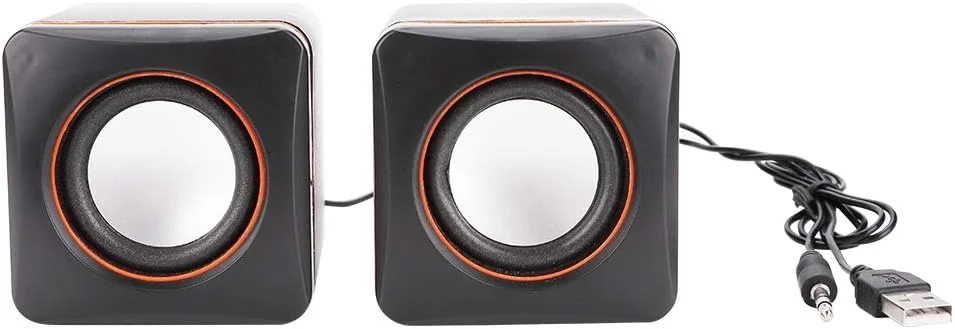 اسپیکر سیمی مینی USB NHINA، اسپیکر استریو جک 3.5 میلی متری، اسپیکر قابل حمل بلند دسکتاپ مربع کوچک برای کامپیوتر MP3 MP4 لپ تاپ