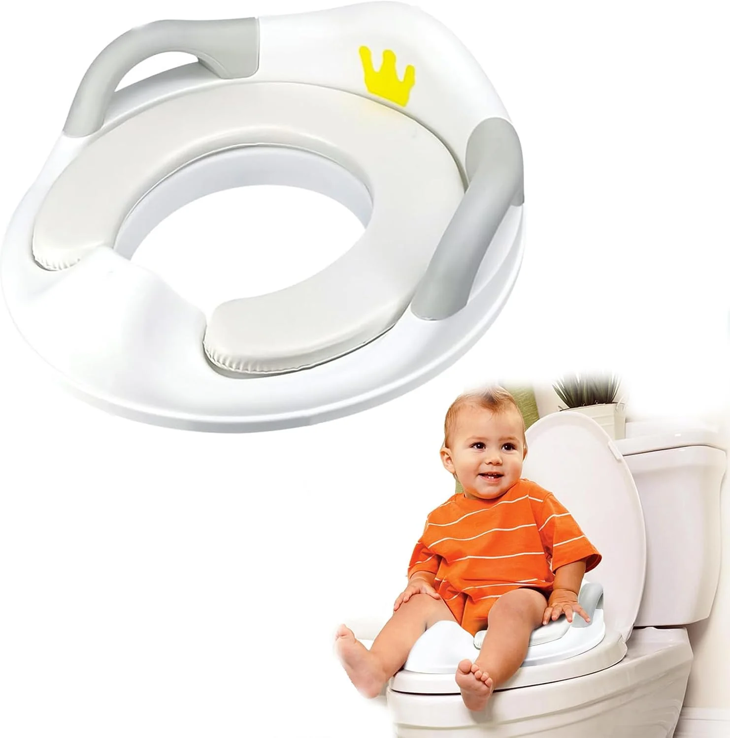 صندلی توالت آموزشی کودک نوپا برای پسران و دختران با دستگیره، صندلی توالت کودک، اتصال صندلی توالت، محافظ ادرار ایمن لبه لاستیکی ضد لغزش