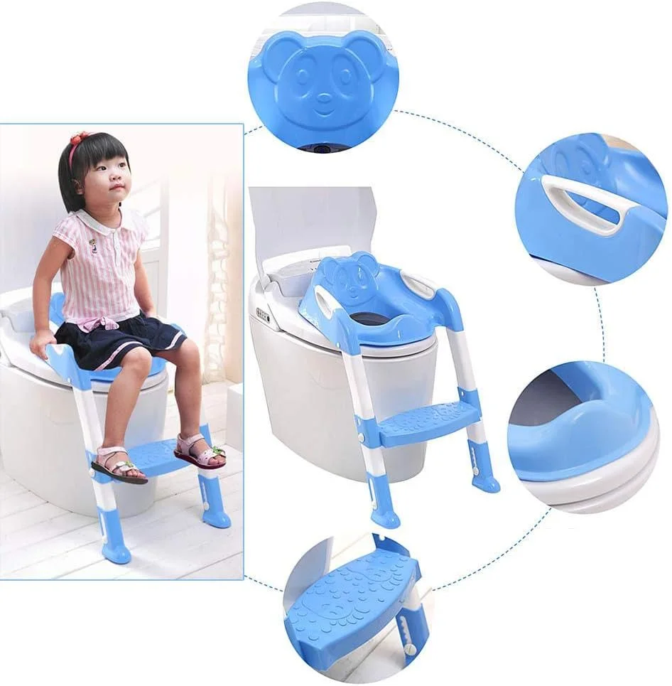 صندلی آموزشی توالت کودک و نوزاد با پله و نردبان قابل تنظیم، صندلی تاشو ضد لغزش