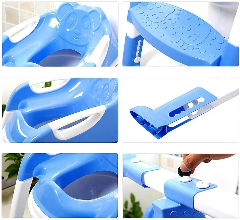 صندلی آموزشی توالت کودک و نوزاد با پله و نردبان قابل تنظیم، صندلی تاشو ضد لغزش