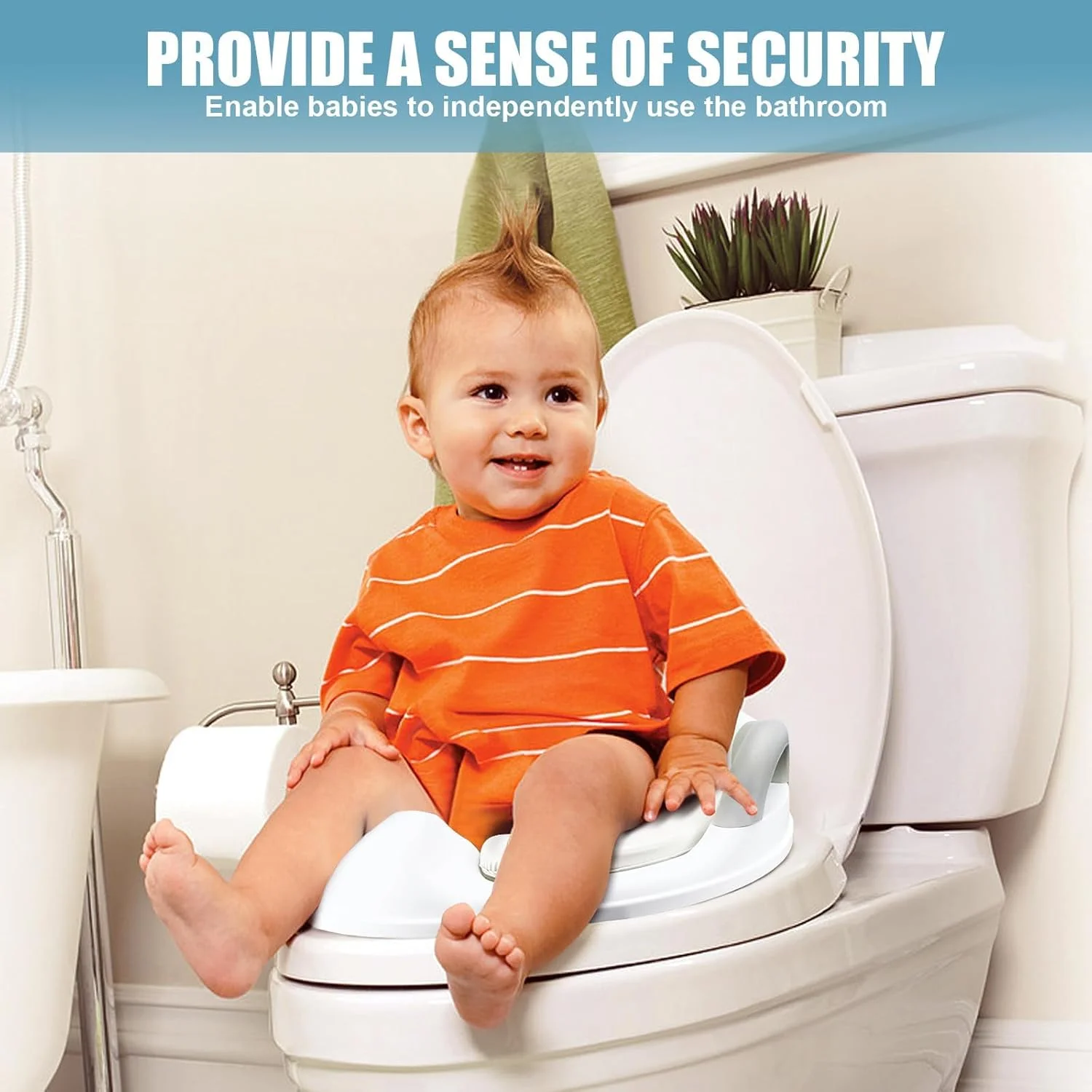 صندلی توالت آموزشی کودک نوپا برای پسران و دختران با دستگیره، صندلی توالت کودک، اتصال صندلی توالت، محافظ ادرار ایمن لبه لاستیکی ضد لغزش