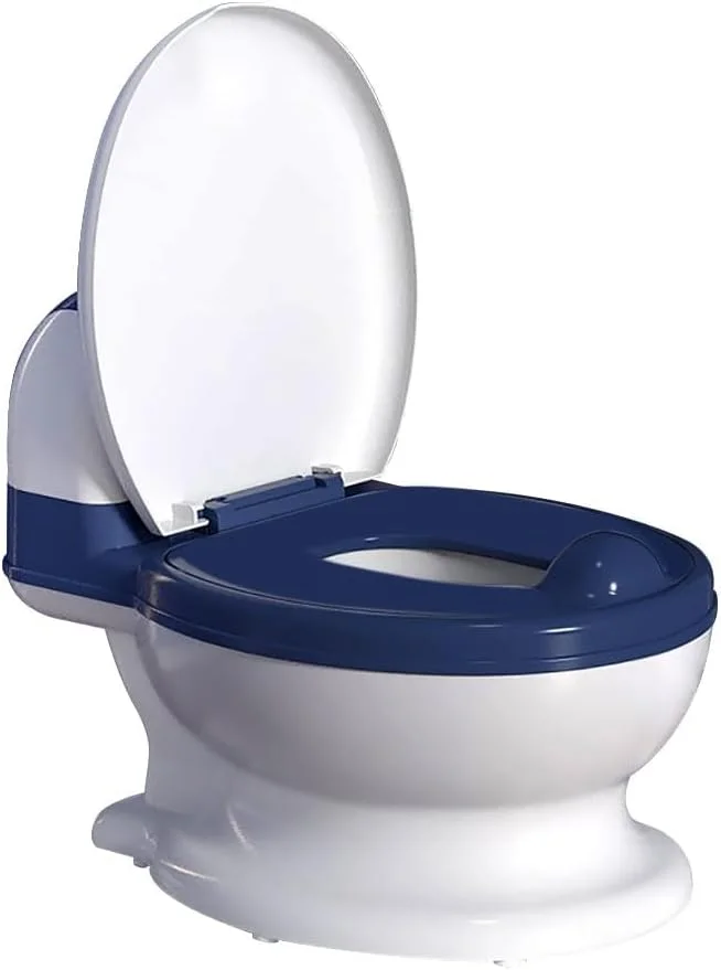 توالت آموزشی کودک، صندلی آموزشی توالت واقعی، صندلی توالت کودک با نشیمنگاه نرم، لگن توالت جداشدنی، جای دستمال کاغذی و محافظ پاشش، ضد لغزش برای کودکان نوپا، نوزادان و کودکان (آبی)