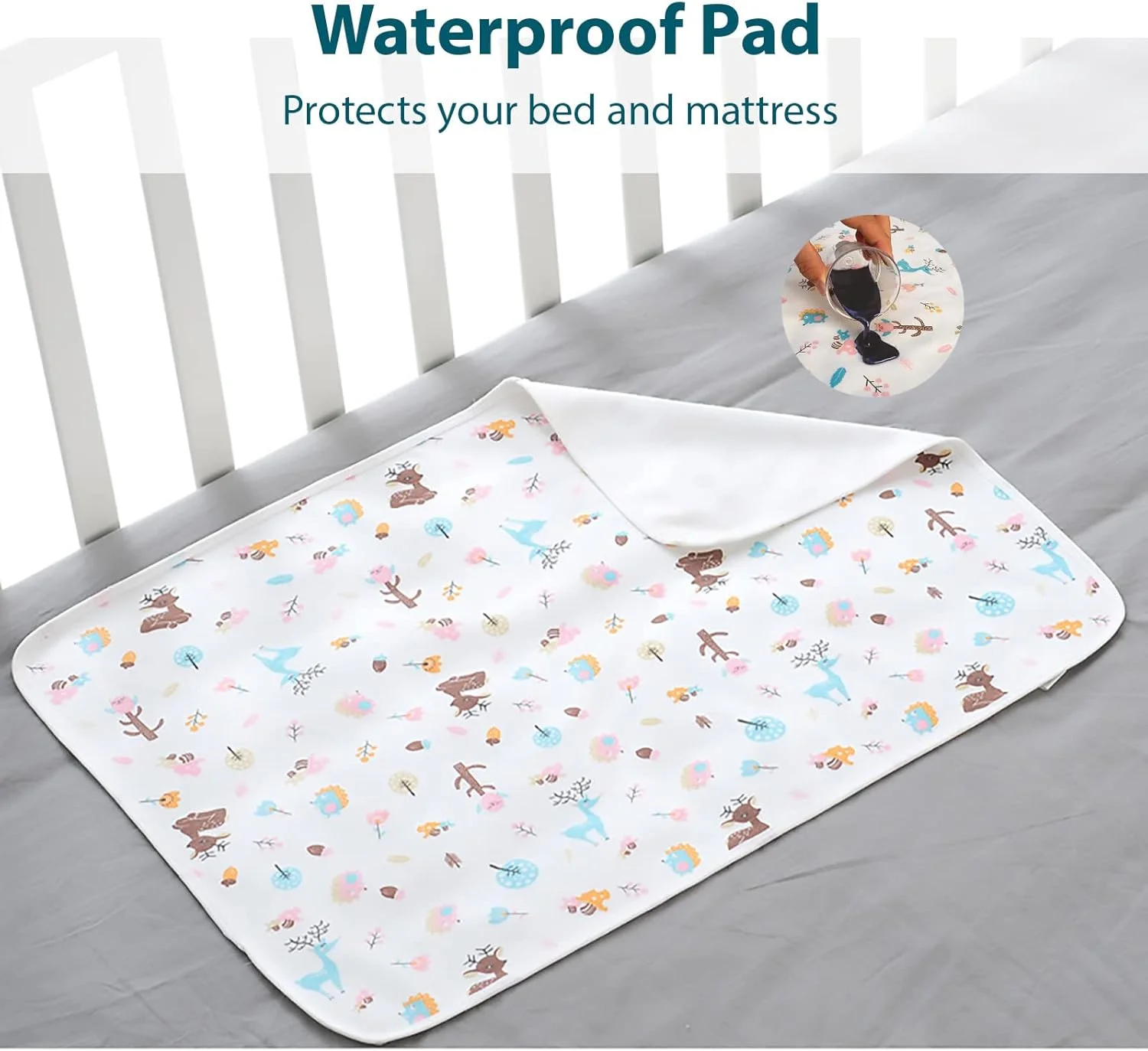 پد تخت ضد آب سه لایه SpireHues (50x70 سانتی متر) | 100% پنبه و بامبو | محافظ تشک دو طرفه برای آموزش توالت نوزاد و بی اختیاری بزرگسالان | قابل شستشو در ماشین لباسشویی پد تخت ضد آب سه لایه SpireHues (50x70 سانتی متر) | 100% پنبه و بامبو | محافظ تشک دو طرفه برای آموزش توالت نوزاد و بی اختیاری بزرگسالان | قابل شستشو در ماشین لباسشویی