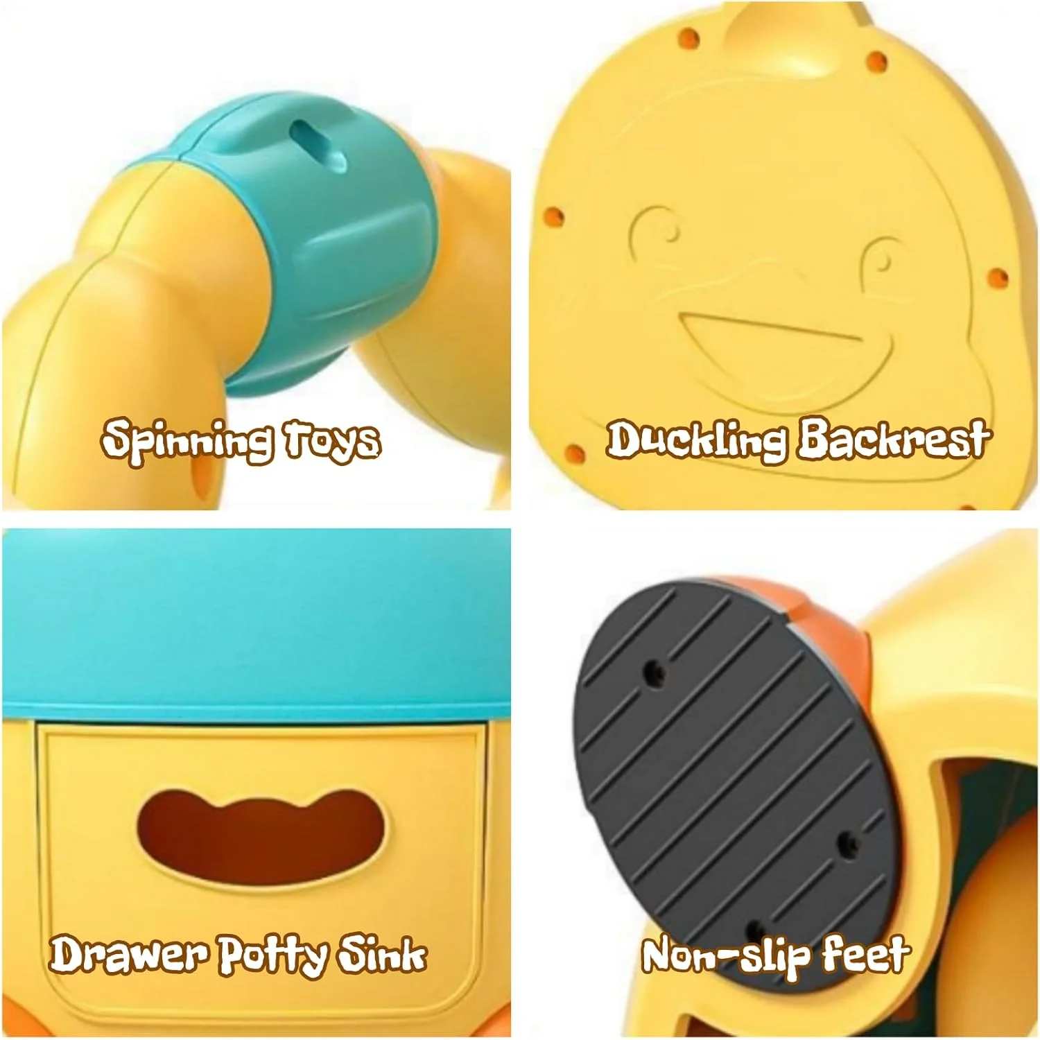 توالت آموزشی کودک TAME، صندلی توالت قابل حمل، صندلی آموزشی کودک پسرانه دخترانه، صندلی توالت کودک اردک بامزه، توالت آموزشی راحت پسرانه دخترانه (زرد)