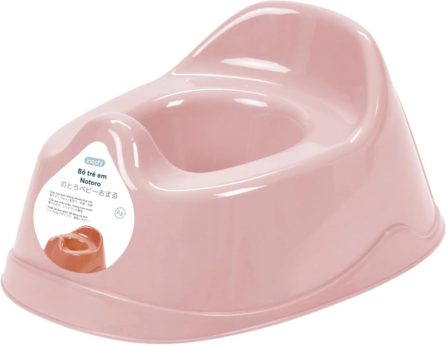 صندلی آموزشی توالت فرنگی قابل حمل کودک اینوچی نوتورو، صندلی توالت کودک، صندلی نرم ضد لغزش، تمیز کردن آسان، سبک وزن، دارای مواد افزودنی ضد باکتری (Ag+)، فاقد BPA، محکم و بادوام، صورتی
